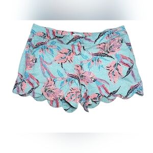 Crown&Ivy High Waist Scalloped Hem Dot Tropical Resort Floral Print Shorts 8